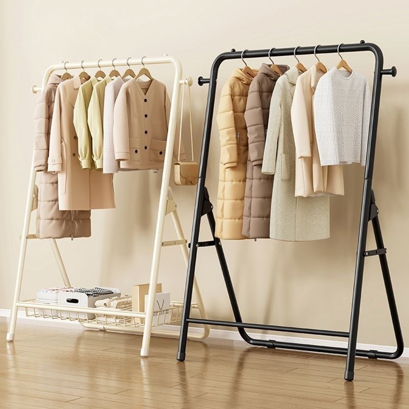 落地挂衣架家用卧室内简易衣帽架房间晾衣服架子可折叠衣物收纳架
