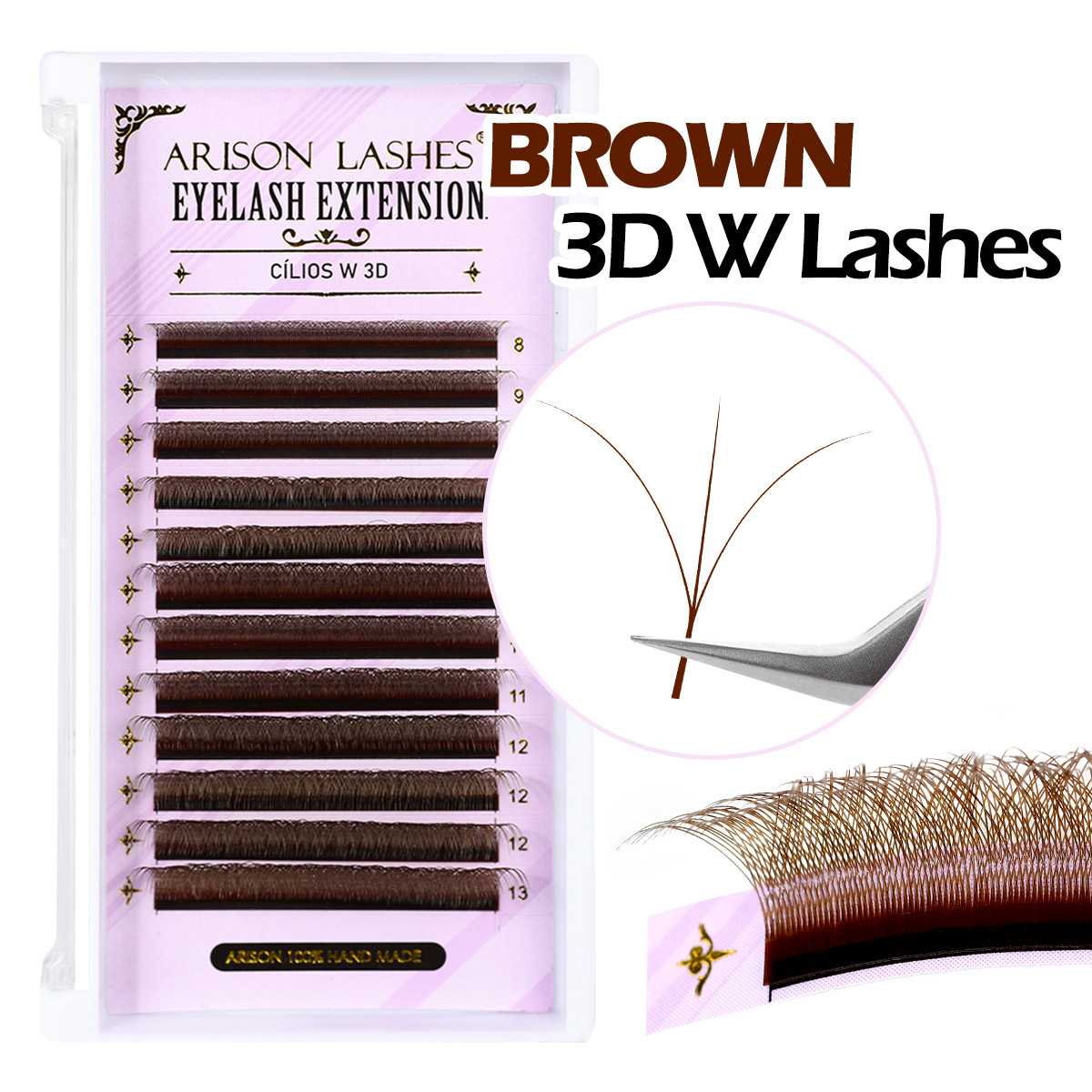 嫁接睫毛棕色三叶草W3D美睫店欧美假睫毛嫁接自然柔软lashes工厂
