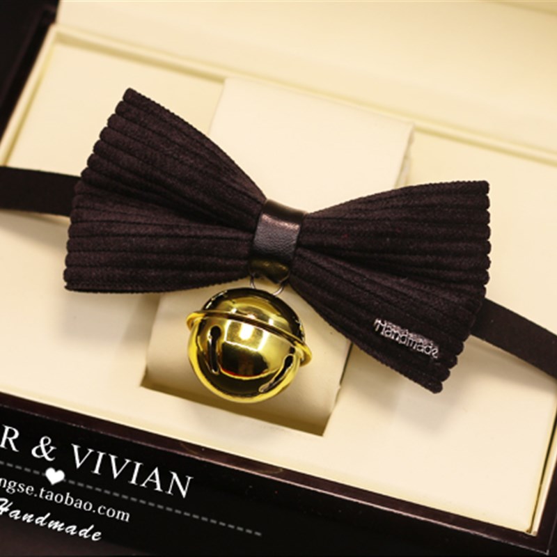 手工宠物猫狗英伦风复古绅士领结铃铛蝴蝶结项圈猫咪狗狗饰品泰迪