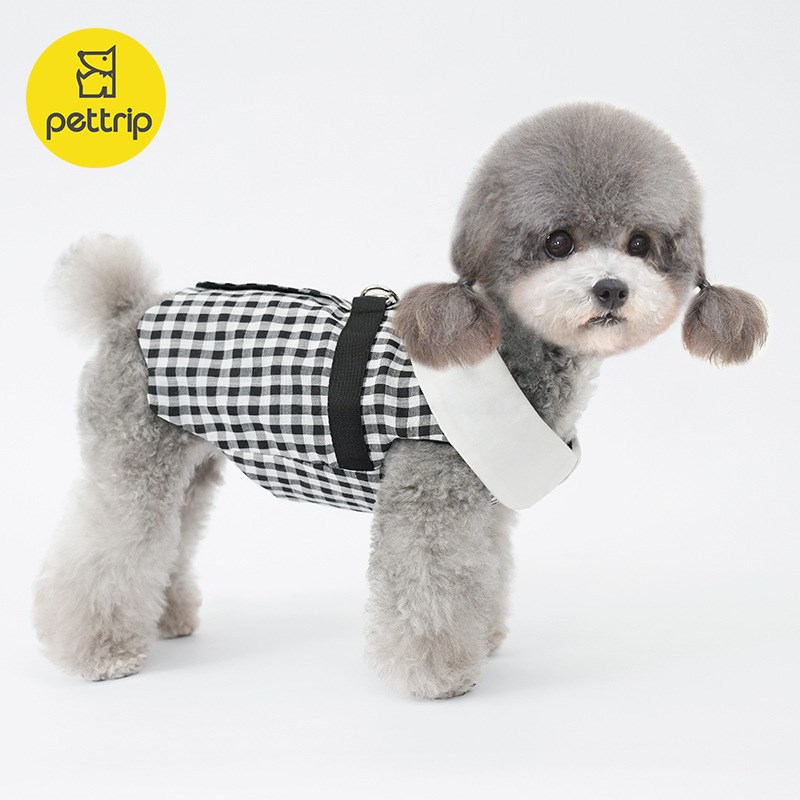 春夏宠物牵引衣胸背衣狗衣服外出宠物猫咪小狗泰迪后开襟牵引背心