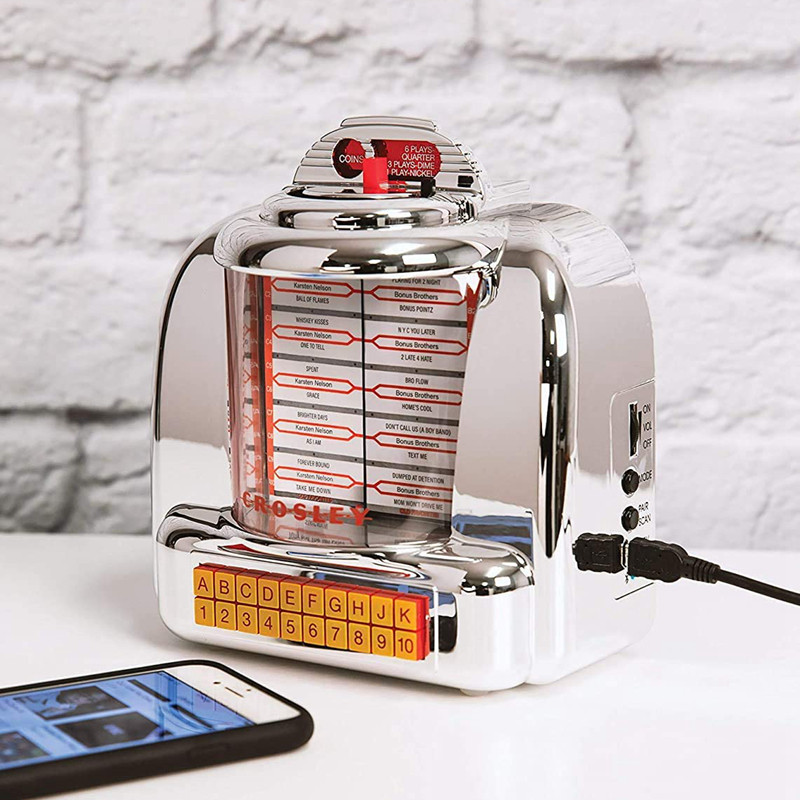 美版复古银色Juk 餐桌点唱机音箱 美式Vintage蓝牙音响收音机