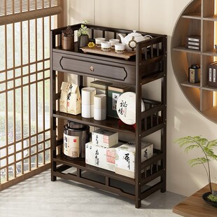 茶叶展示柜中式茶具收纳架非实木博古架茶壶摆放架多层落地
