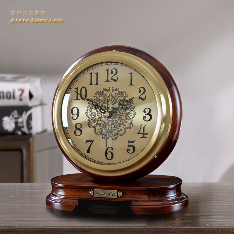 台钟家用客厅卧室黄铜座钟中式实木复古大号桌面钟表高档座表,家居饰品,座钟,淘宝优惠券,粉丝福利购,淘宝优惠卷