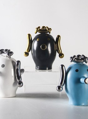 现极简轻奢创意陶瓷猪摆件客厅卧室样板间儿童房风软装饰品