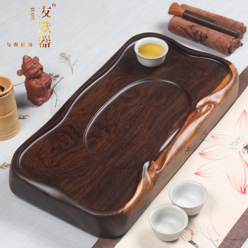 黑檀木茶盘整块实木家用排水茶台茶海大小号功夫茶具套装简约