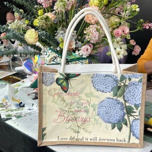 蝶骨巴特帆布麻布袋diy母亲节手工制作材料包幼儿园亲子团建活动