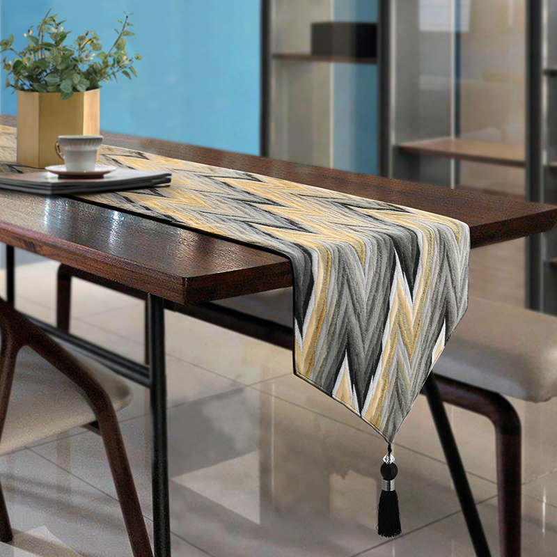 桌旗现简约茶几装饰布轻奢餐桌巾长条黄色餐桌五斗柜桌旗布