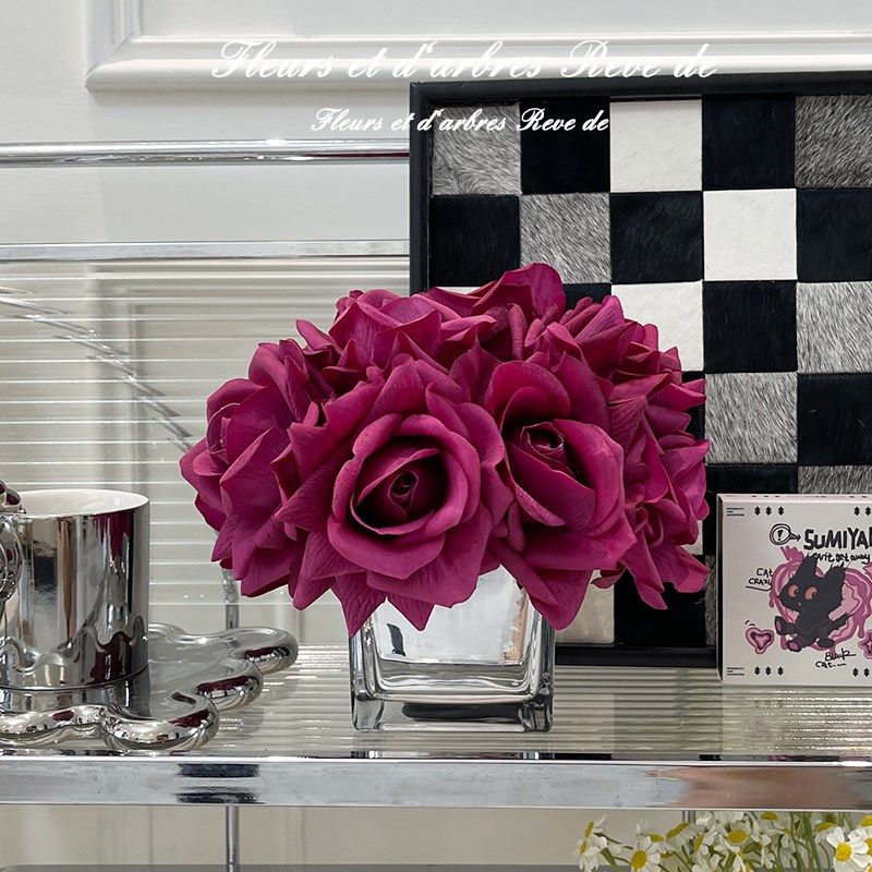 轻奢高档手感玫瑰仿真花假花束客厅样板间餐桌玄关电视柜摆件,家居饰品,仿真花/假花,淘宝优惠券,粉丝福利购,淘宝优惠卷