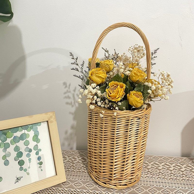 藤编家居装饰田园风手工编织花篮客厅干花插花花篮小提篮,家居饰品,花篮,淘宝优惠券,粉丝福利购,淘宝优惠卷
