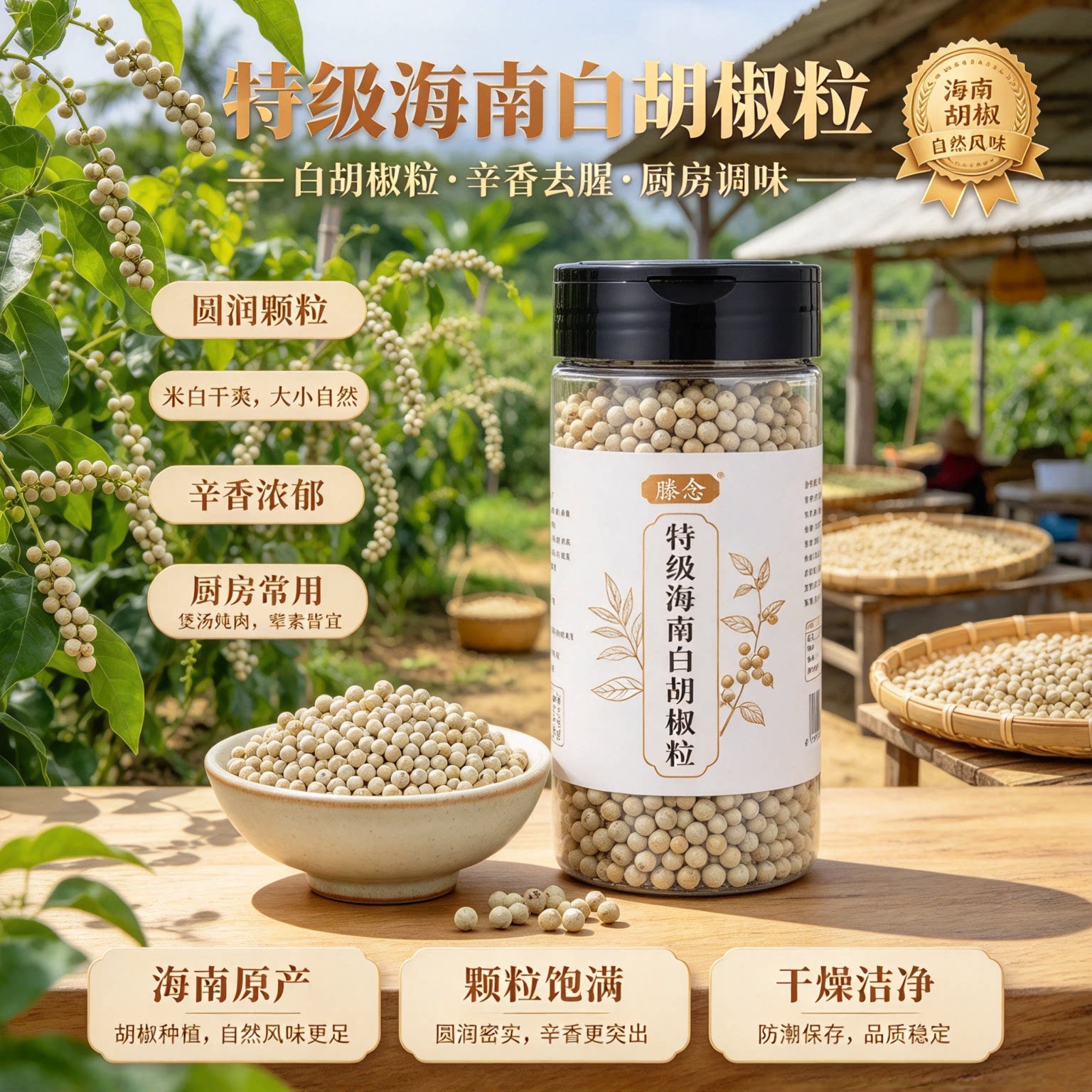 海南特级白胡椒粒正宗粉家商用