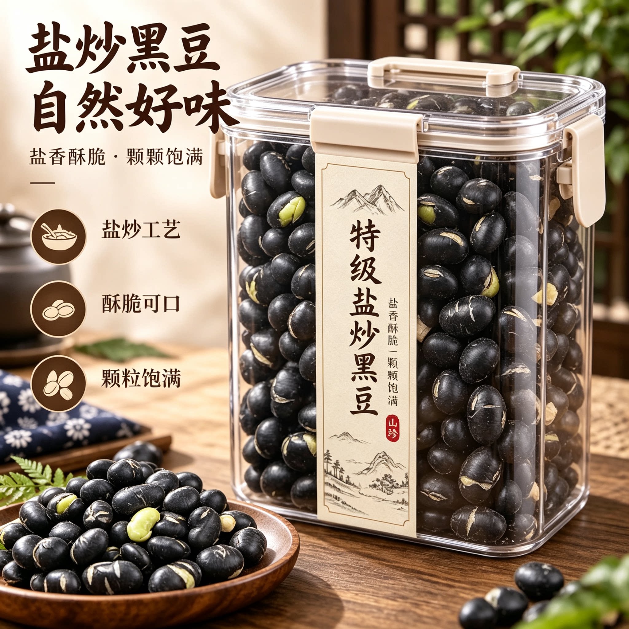 即食盐炒香酥黑豆下酒零食
