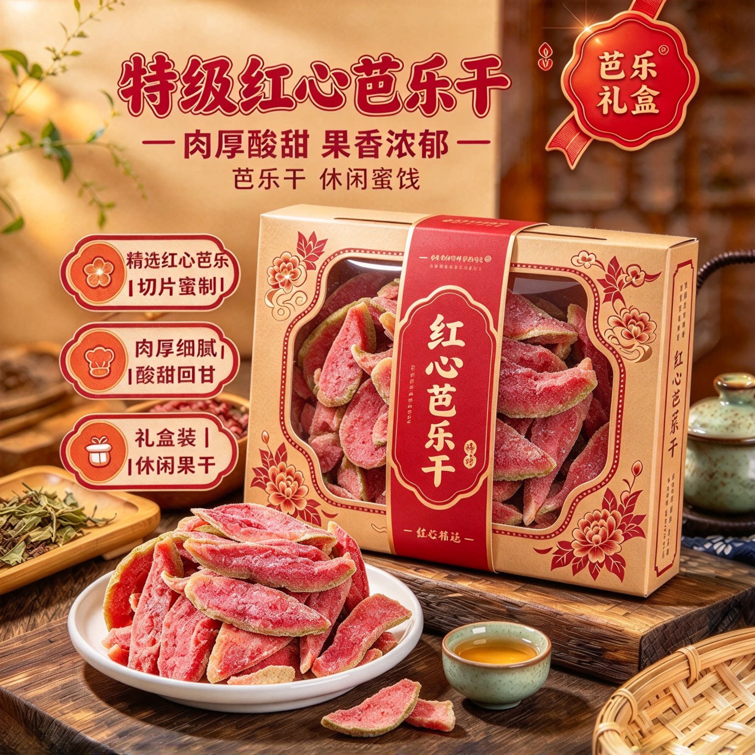 红心芭乐干无添加剂无糖精添加番石榴干去籽巴乐水果干官方旗舰店