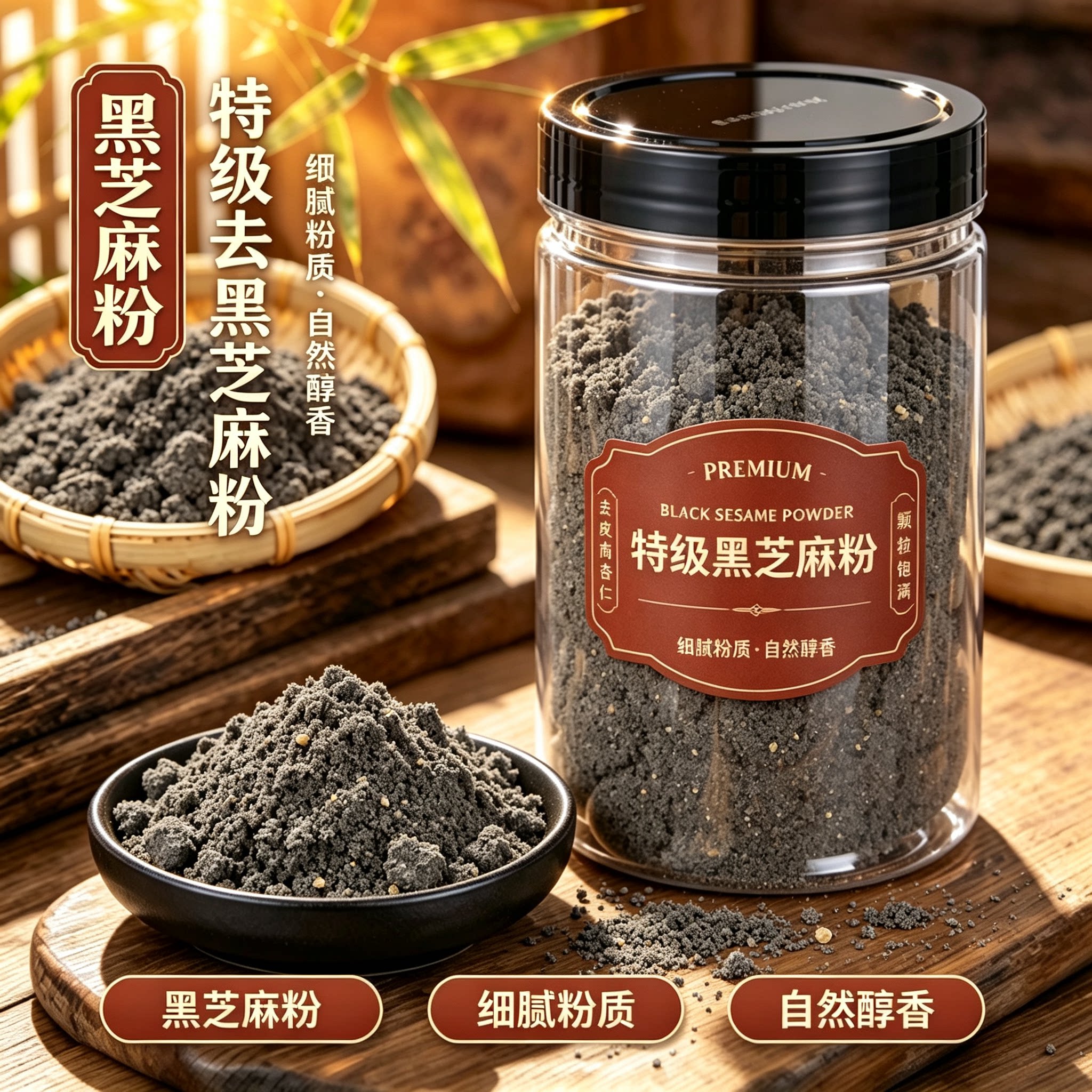 现磨无糖无添加熟黑芝麻粉烘焙