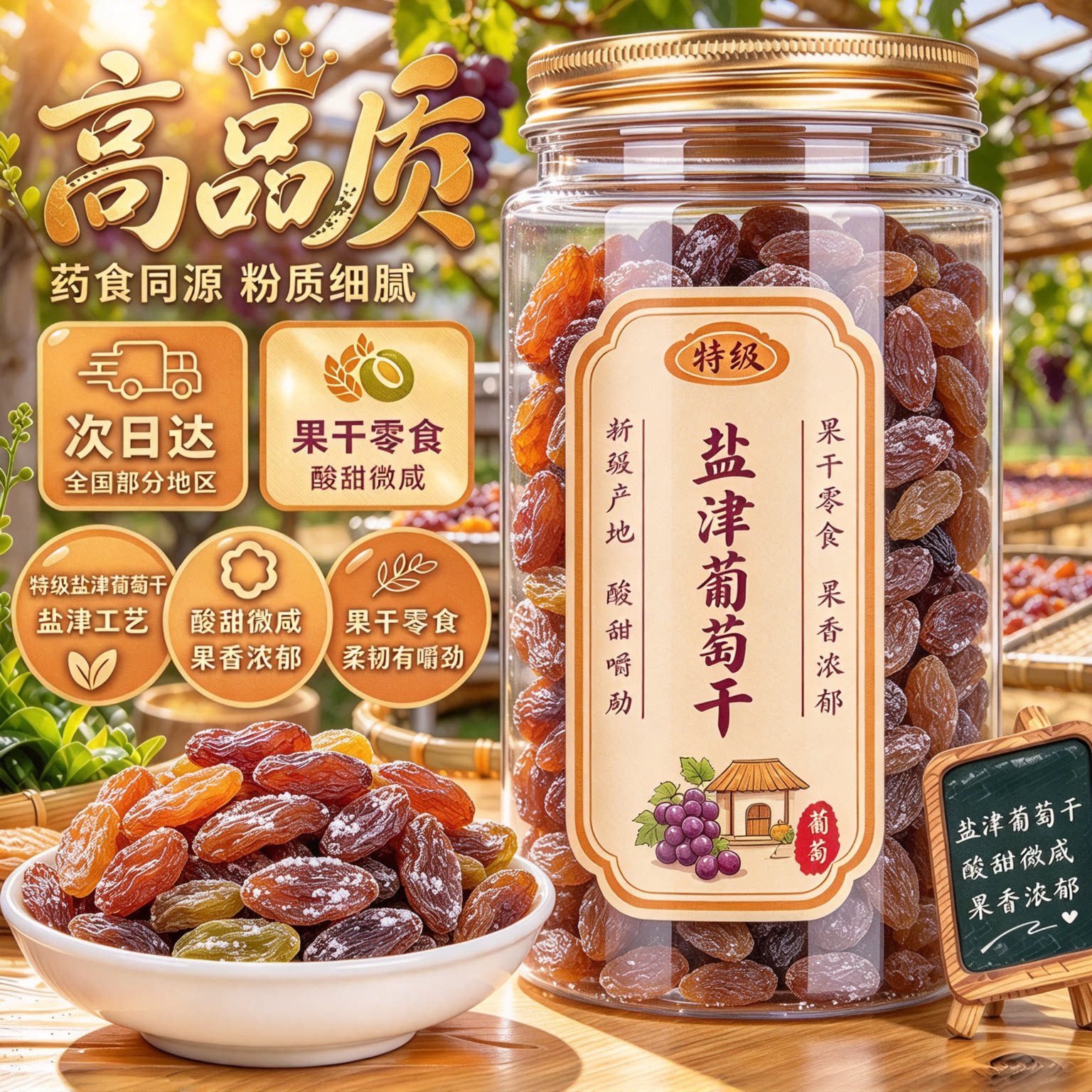新货盐津免洗无核大粒葡萄干