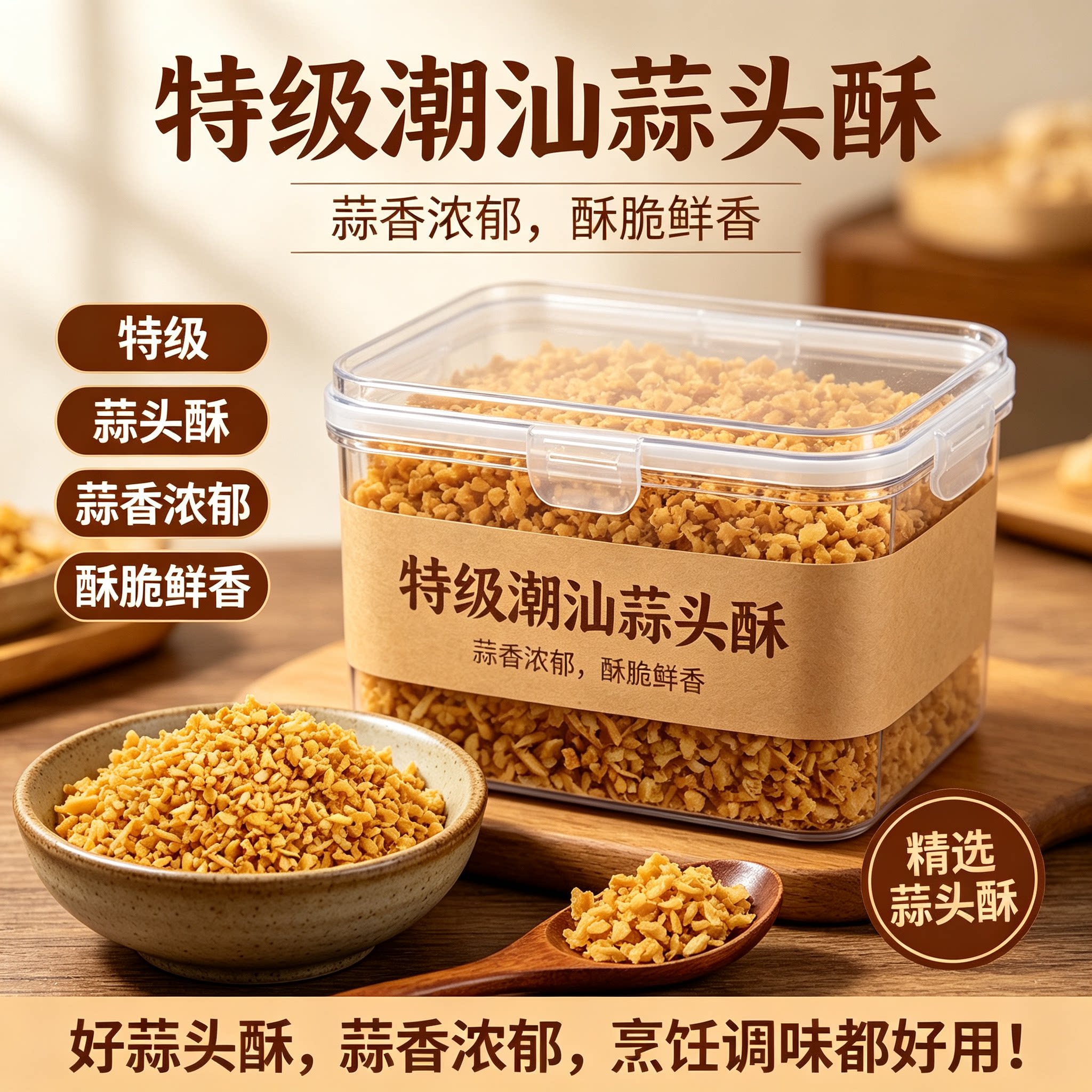 潮汕特产蒜蓉酥炸蒜黄金蒜油