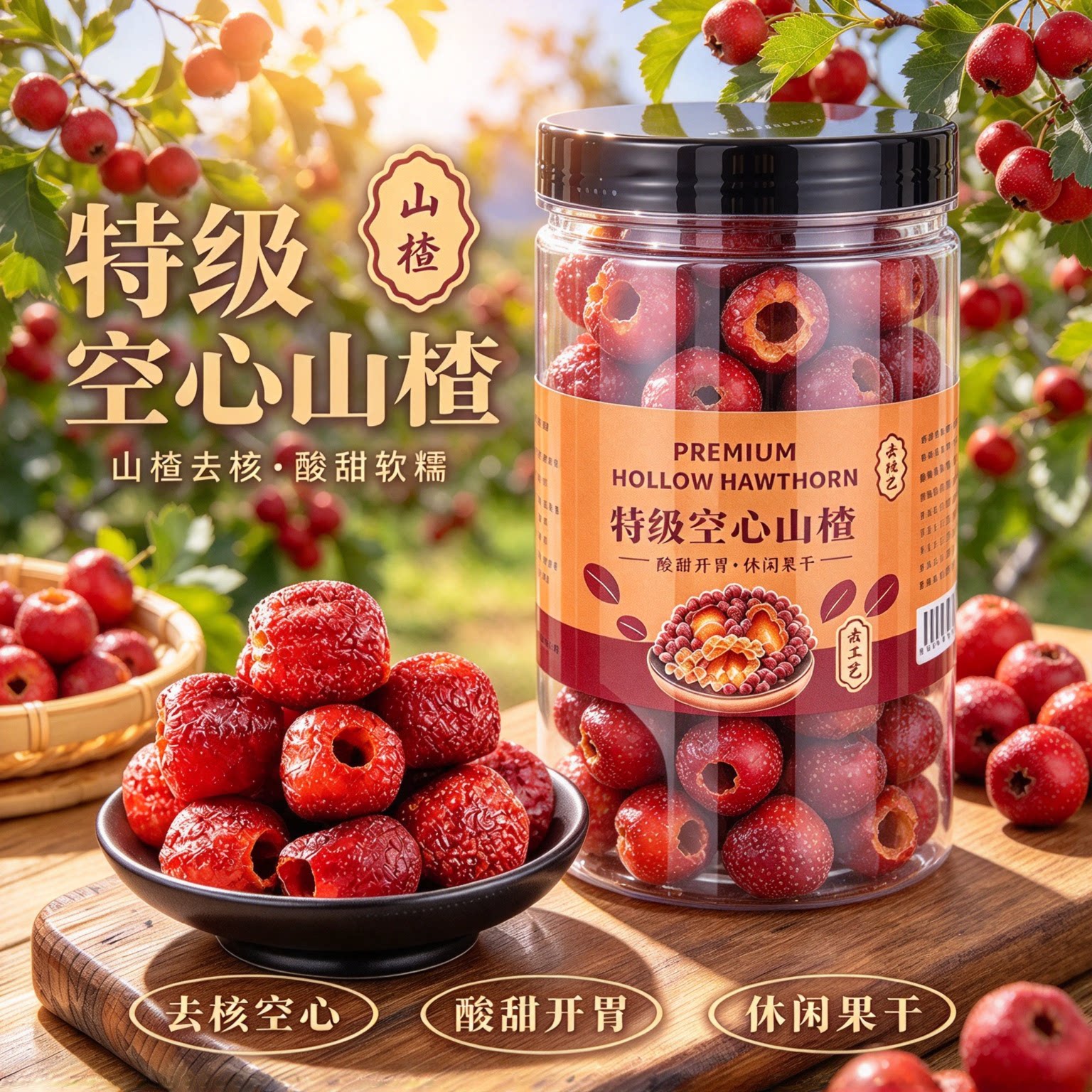 沂蒙特产无糖无添加空心山楂