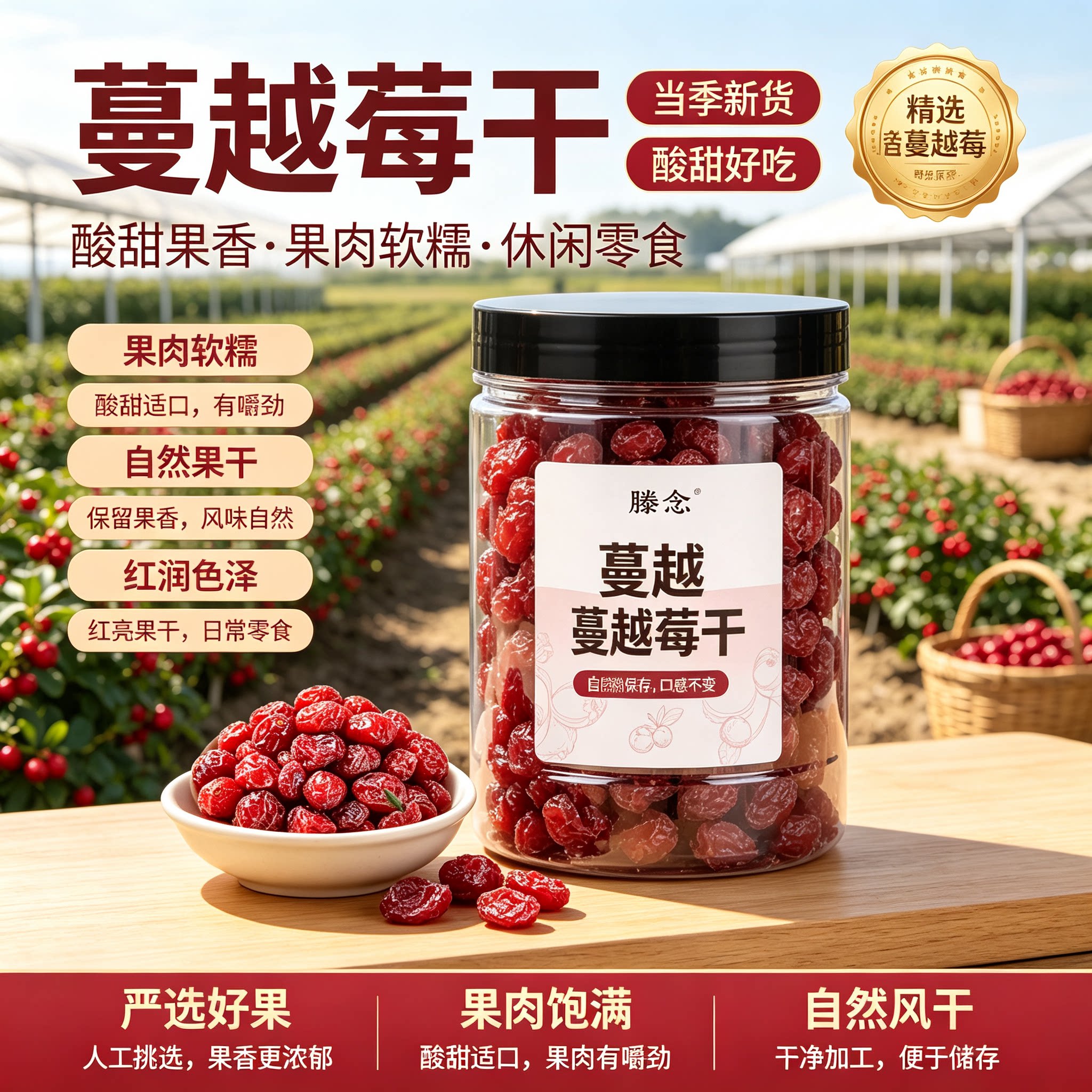 曼越梅无糖无添加蔓越莓干雪花酥