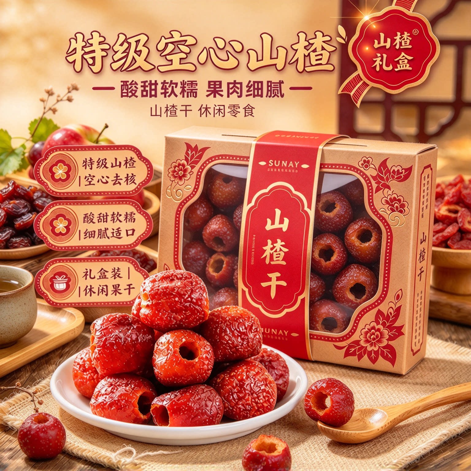 沂蒙无糖无添加空心山楂即食