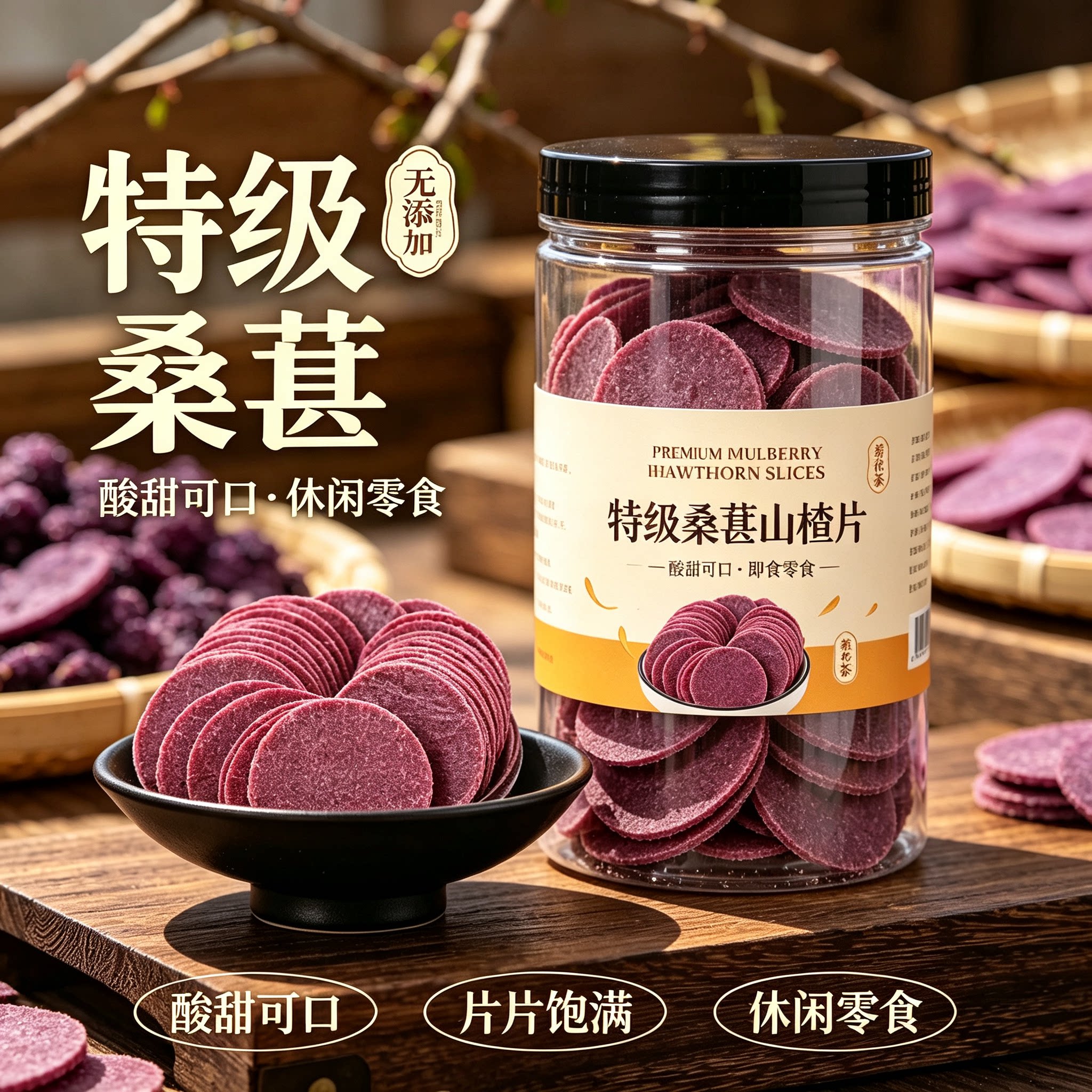 无糖精儿童山楂片蓝莓桑葚