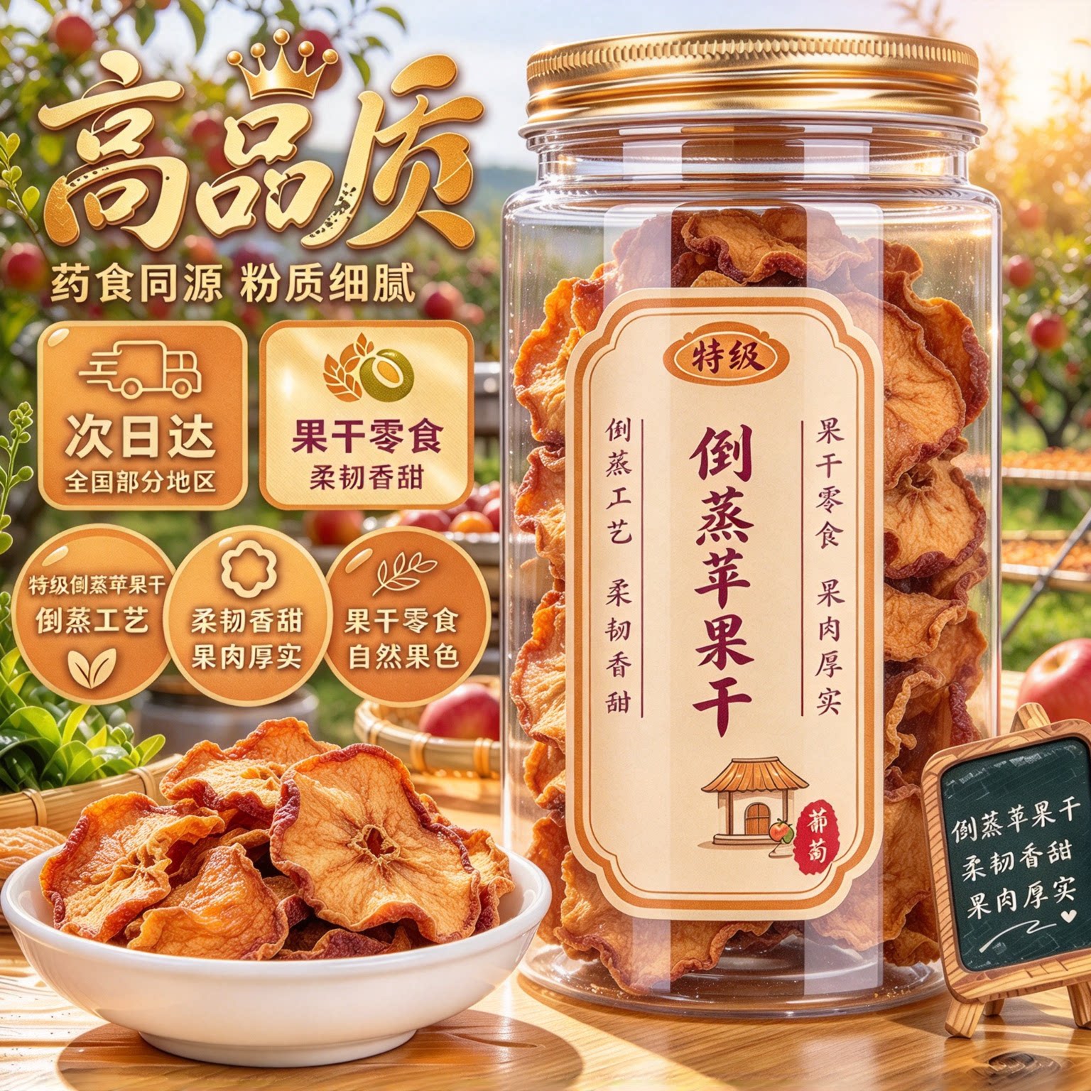 无糖无添加厚切倒蒸三蒸三晒苹果