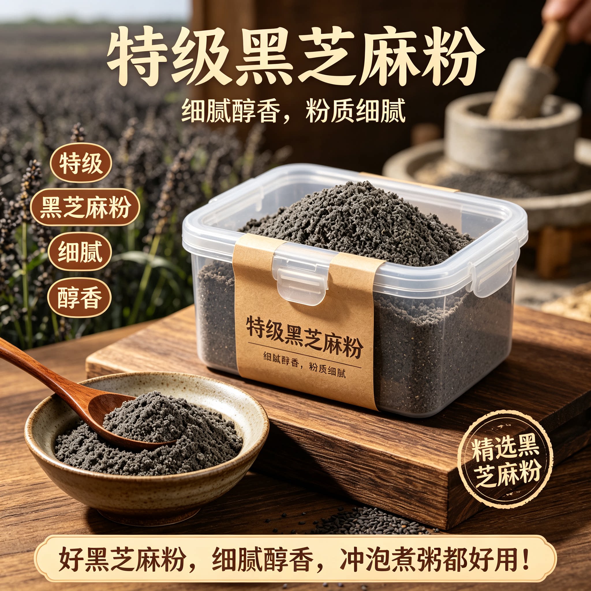 现磨无糖无添加熟黑芝麻粉烘焙
