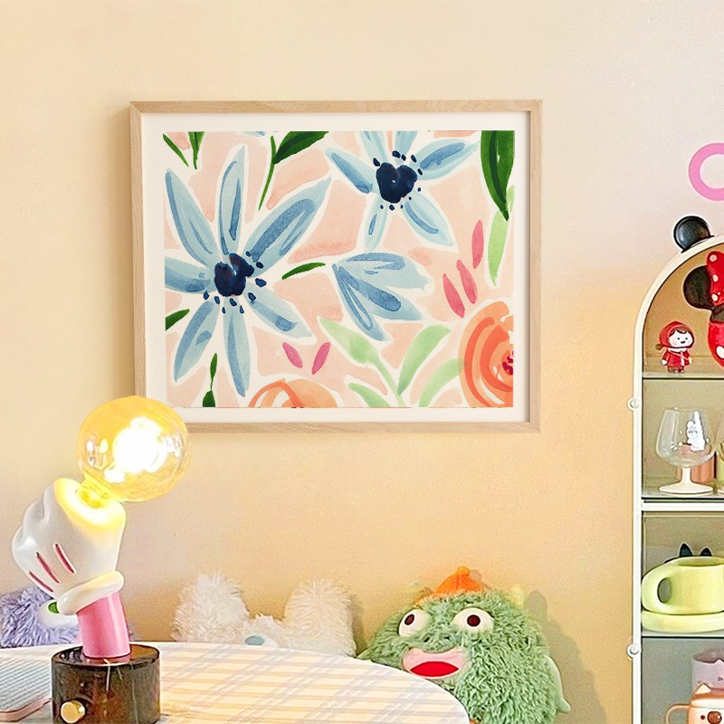 奶油色原木风挂画简约电表箱装饰画客厅餐厅电箱遮挡画