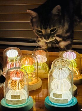 海胆灯y件料小夜灯床头卧室睡眠灯桌面发光n材摆s