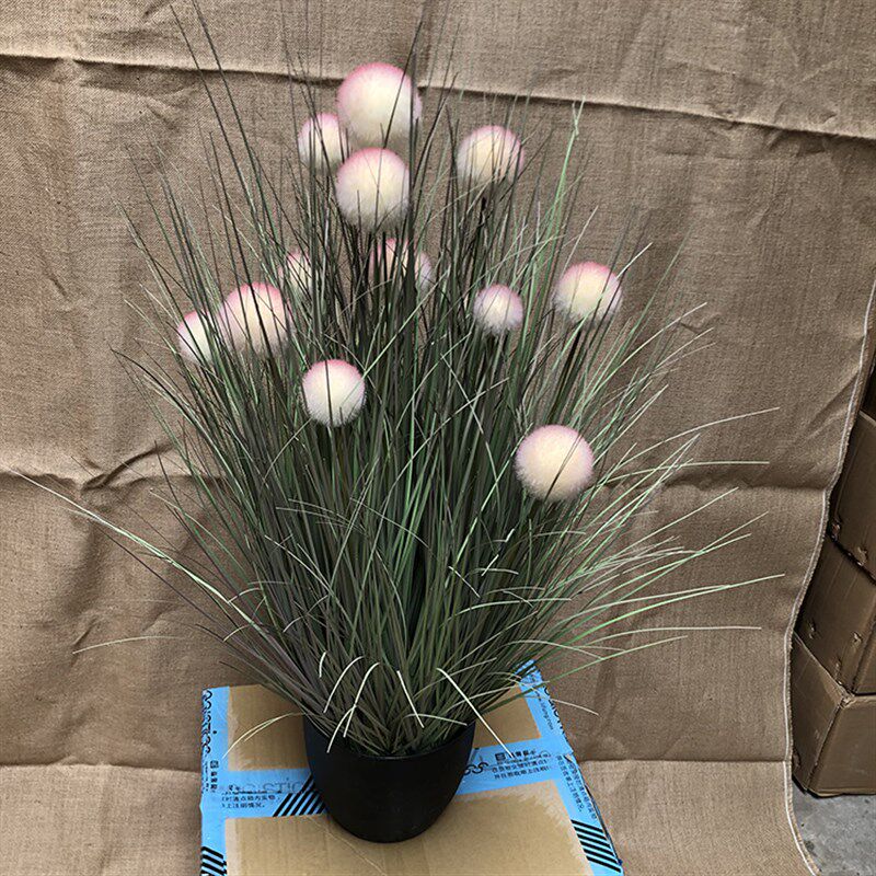 仿真植物芦苇草圆球柄草假观创意花居景家摆件装饰盆栽绿植草