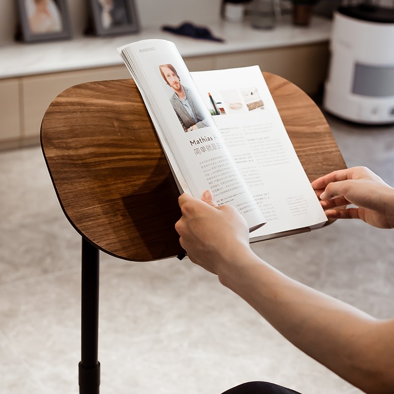 黑胡桃木边几小桌子茶几可升降旋转床头桌实木小书桌