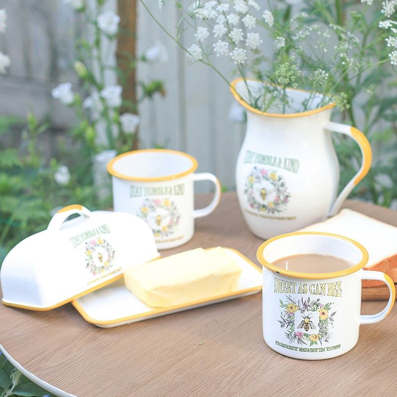 新款欧式搪瓷田园风黄油盘家用大容量凉水壶餐桌插花瓶,餐饮具,马克杯,淘宝优惠券,粉丝福利购,淘宝优惠卷