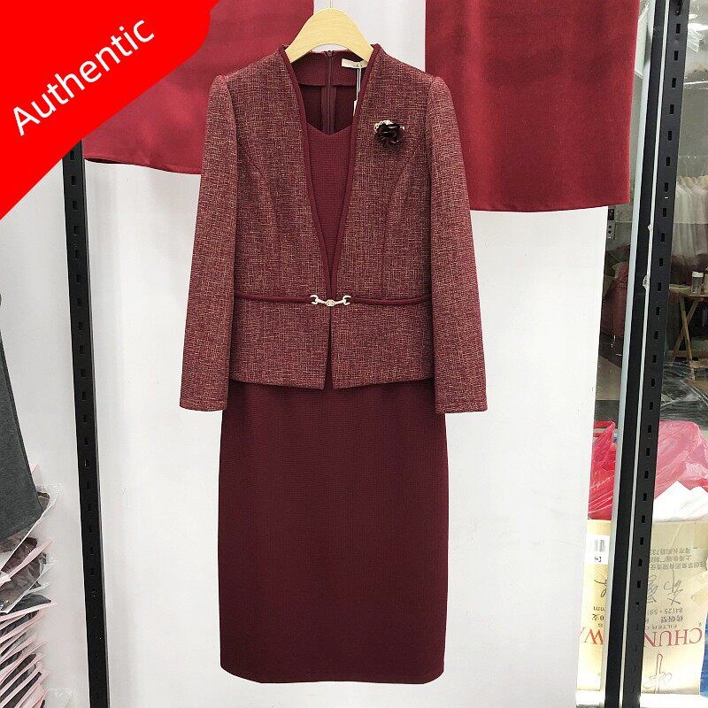 甘蒂名威C11 喜婆婆婚宴假两件连衣裙女秋季新款妈妈敬酒服晚礼服