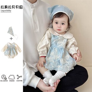 2025春装女宝宝公主连体衣婴幼儿百天周岁礼服开春衣服长袖包屁裙