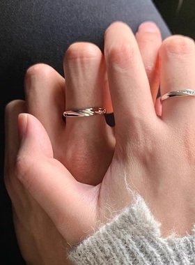 莫比乌斯环999纯银戒指情侣对戒一对男女款银饰情人节礼物送女友