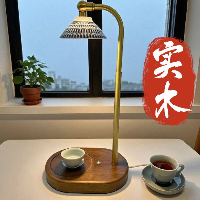 纯铜新中式台灯复古陶瓷卧室实木台灯书桌儿童床头灯宅寂风学生灯