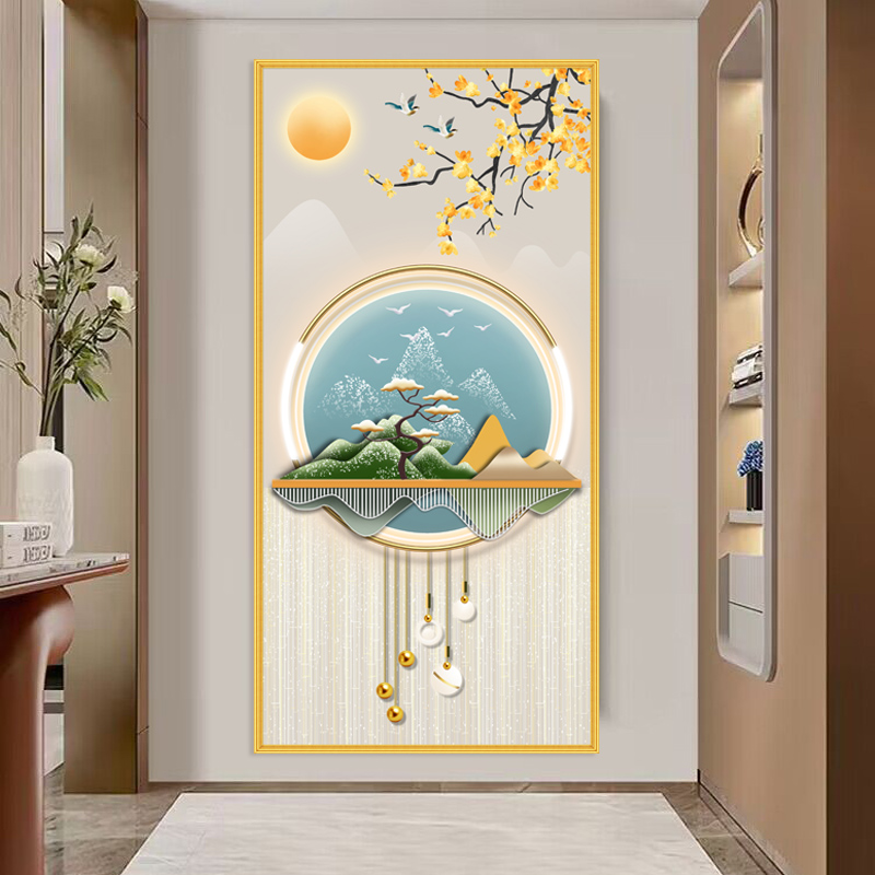 玄关装饰画入户壁画自粘贴画喜庆福现代简约客厅装饰画走廊玻璃贴图片