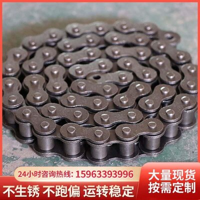 不锈钢工业传动链条 04C 06B 08B 10A 12A 定制单双排滚子链条