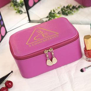 3ce化妆包小号便携大容量收纳盒 专业旅行防水化妆收纳包带镜