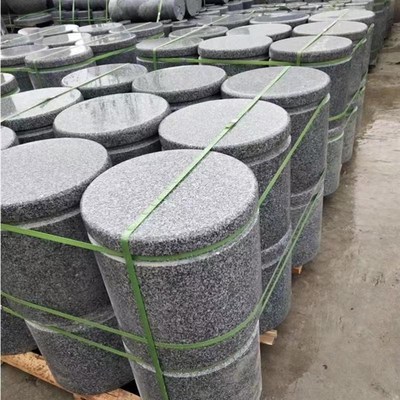 芝麻灰路障石球庭院柱石球花岗岩挡车石礅子广场户外阻车圆球石柱