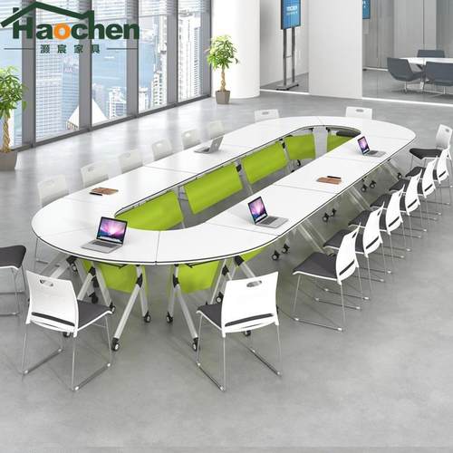 会议桌折叠培训桌椅组合高端办公桌长条桌双人移动拼接桌椅培训台