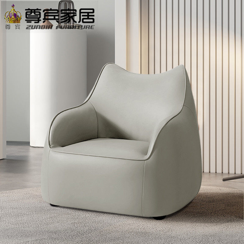 简约现代真皮沙发单人座椅小户型成人皮艺沙发米白色客厅休闲椅子,住宅家具,沙发椅,淘宝优惠券,粉丝福利购,淘宝优惠卷