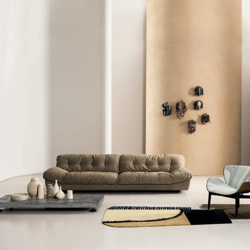 意式Baxter羽绒软云朵直排沙发轻奢磨砂真皮布艺豪宅别墅意式轻奢