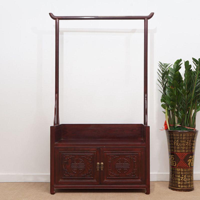 新中式仿古实木浴室衣帽架古典工艺衣架落地卧室储物多功能挂衣杆