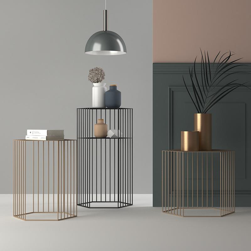 铁艺创意六角花架北欧客厅阳台植物盆栽沙发边几落地铁艺花架子