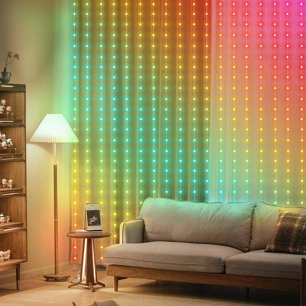 USB点控LED梦幻窗帘灯灯带圣诞装饰智能RGB点控灯灯串全彩点控