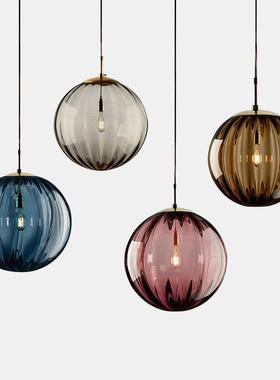 北欧创意简约轻奢餐厅小吊灯后现代彩色玻璃床头吧台设计师led灯