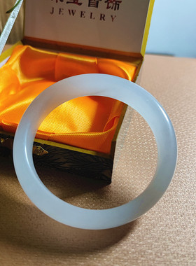 心玉行天然水润白水墨丹青玉转运手镯子女爱人少女礼物送妈妈妻子