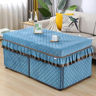 双面绒布电炉罩烤火罩炉火罩子纯色升降茶几罩套长方形烤火炉盖罩