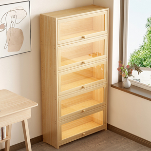 实木置物架家用手办陈列架防尘带门玩具收纳柜大容量摆件展示架子