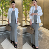 衬衫 孕妇夏装 吊带裙夏季 连衣裙2024新款 裙子两件套孕妇裙 套装