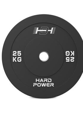 杠铃片 黑色纯橡胶HARD POWER高弹静音竞技片 大片
